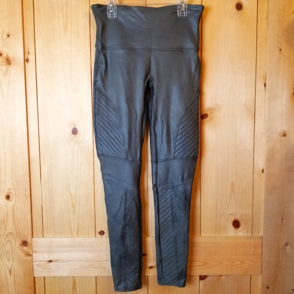 Spanx Faux Leather Moto Gray Leggings